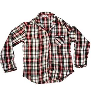 Victoria's Secret Red, Black & White Plaid Flannel Pajama Top and Pants Large